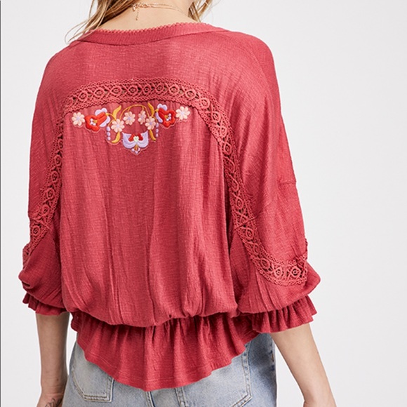 Free People Serafina Blouse Tunic Top in Sangria - Picture 3 of 8